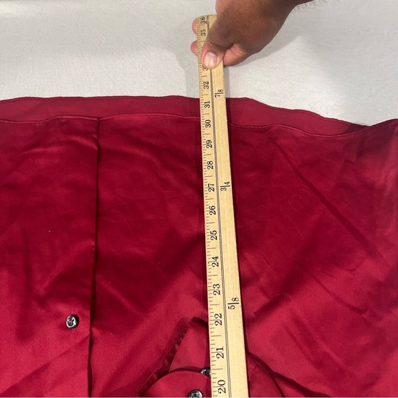 Van Heusen Men Red Button Down Shirt Lux Sateen Size 18 34/35 - Picture 4 of 7